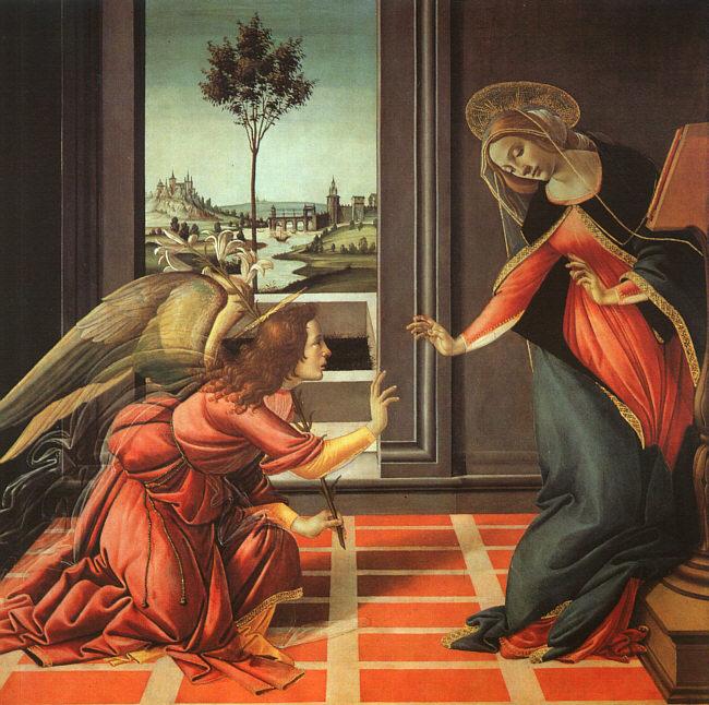 the archangel gabriel reveals the results of the home pregnancy test to mary